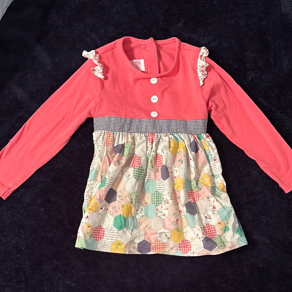 Colorful Patchwork Long Sleeve Tunic 4T